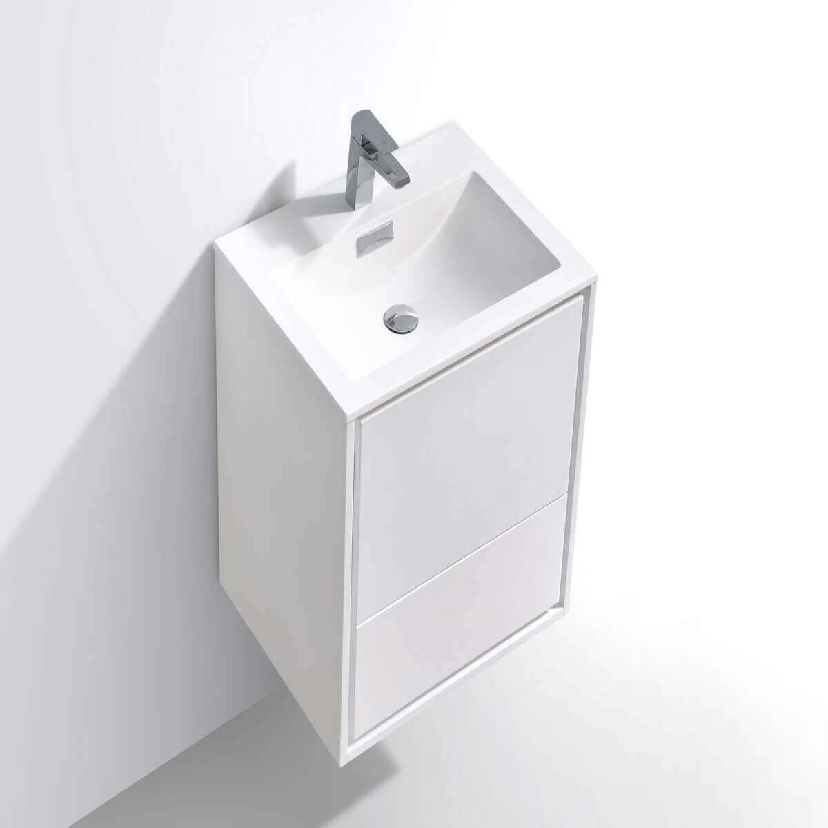 KubeBath DeLusso 24" Gloss White Wall Mount Single Vanity DL24-GW #finish_high gloss white