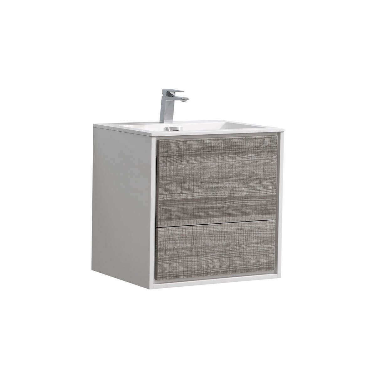 KubeBath DeLusso 24" Ash Gray Wall Mount Single Vanity DL24-HGASH #finish_ash gray