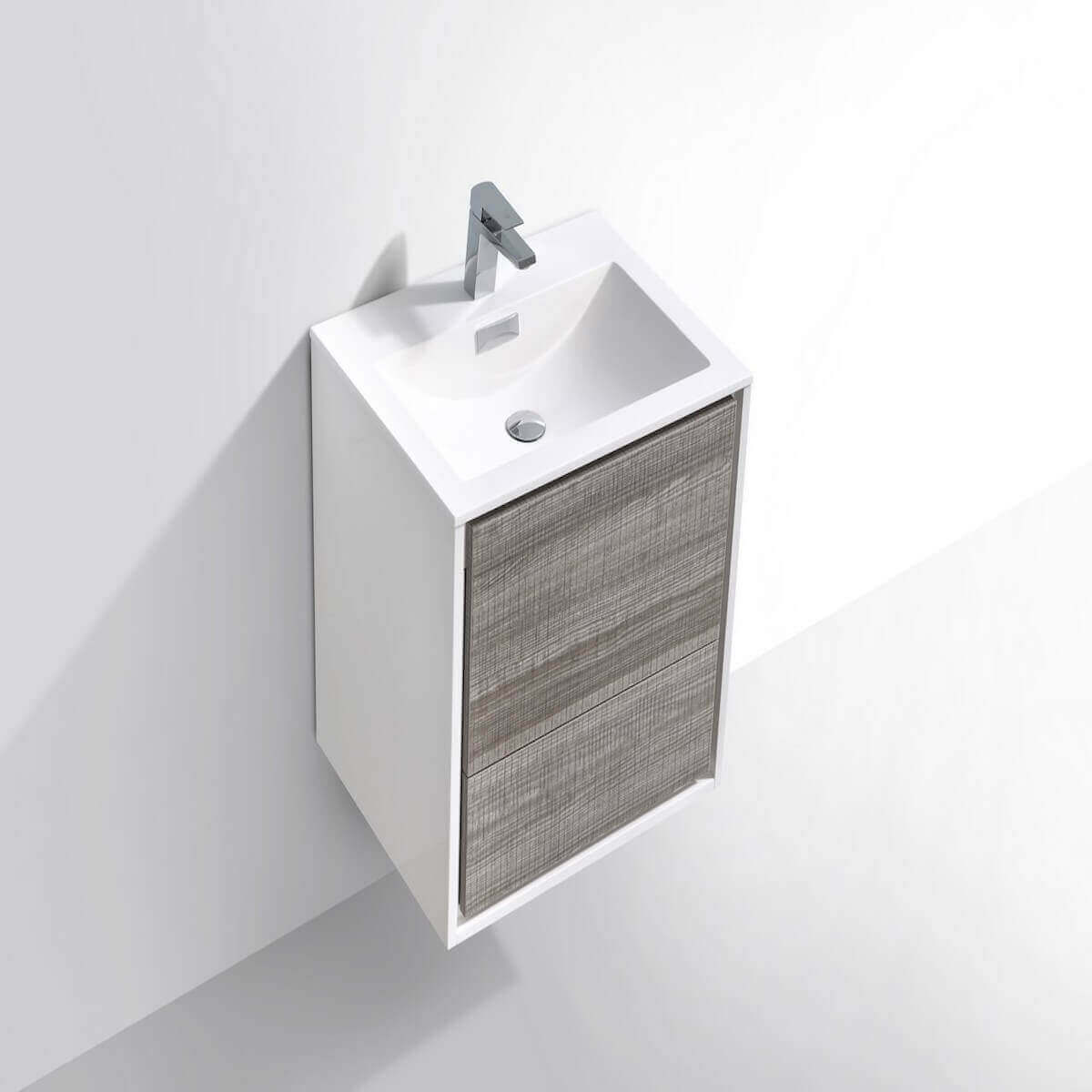 KubeBath DeLusso 24" Ash Gray Wall Mount Single Vanity DL24-HGASH #finish_ash gray