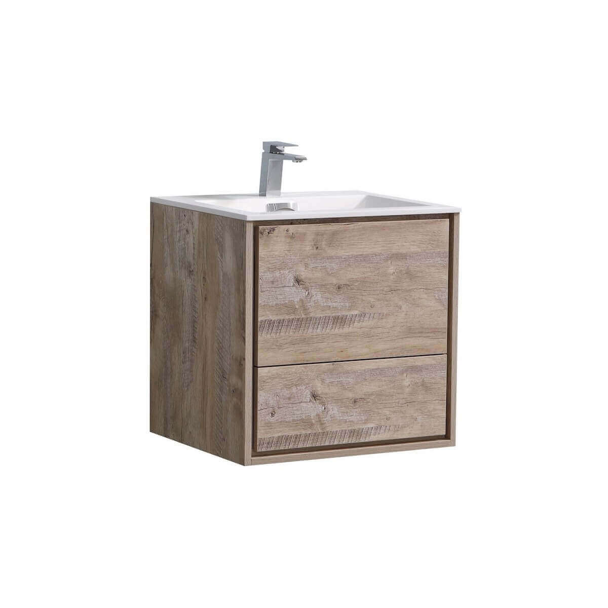 KubeBath DeLusso 24" Nature Wood Wall Mount Single Vanity DL24-NW #finish_nature wood