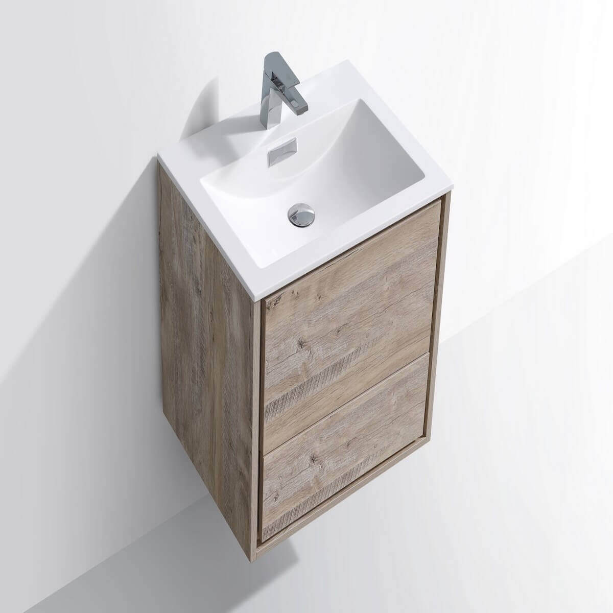 KubeBath DeLusso 24" Nature Wood Wall Mount Single Vanity DL24-NW #finish_nature wood