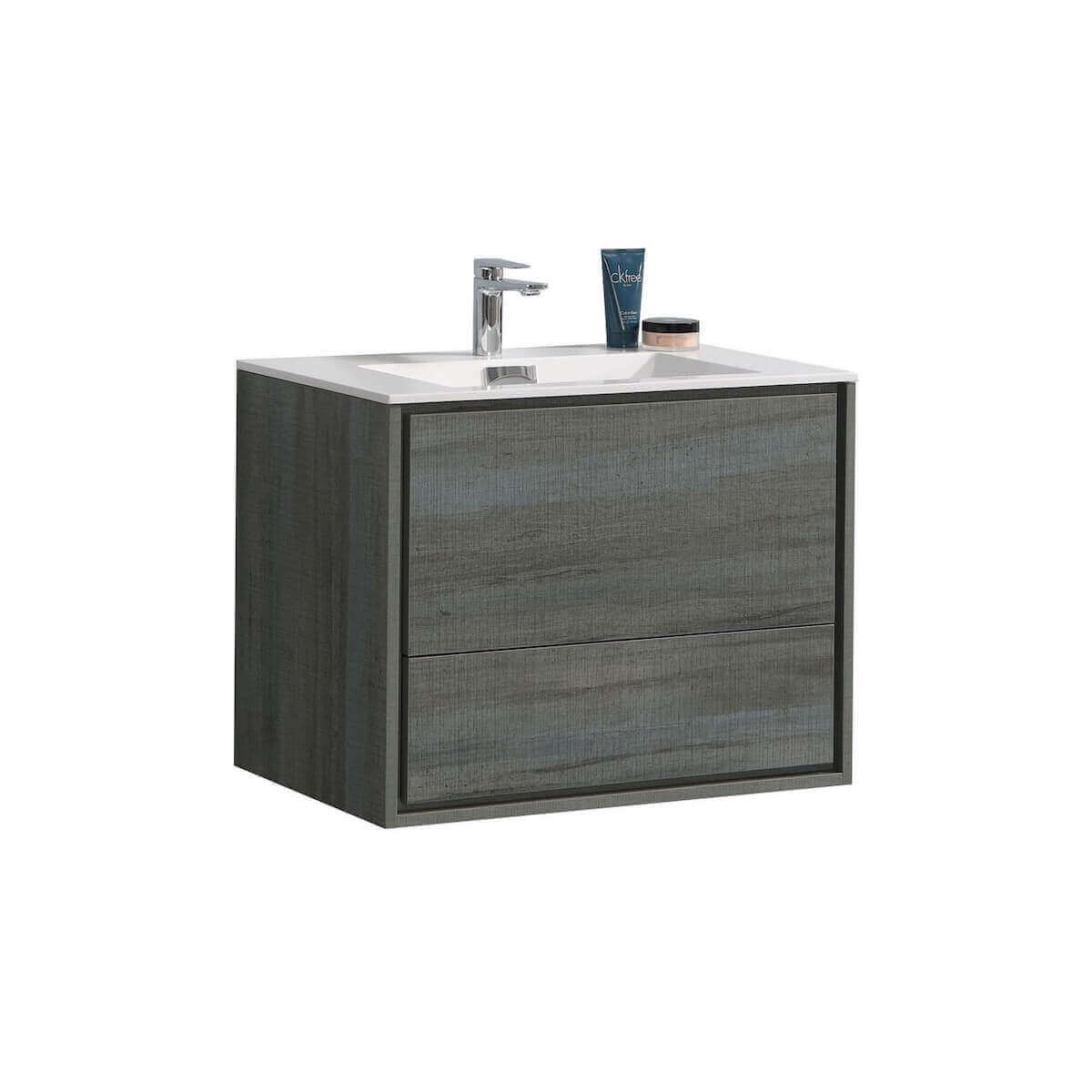 KubeBath DeLusso 30" Ocean Gray Wall Mount Single Vanity DL30-BE #finish_ocean gray