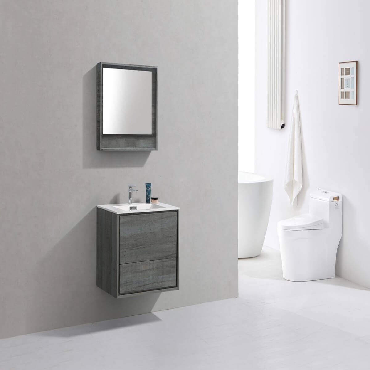 KubeBath DeLusso 30" Ocean Gray Wall Mount Single Vanity DL30-BE in Bathroom #finish_ocean gray