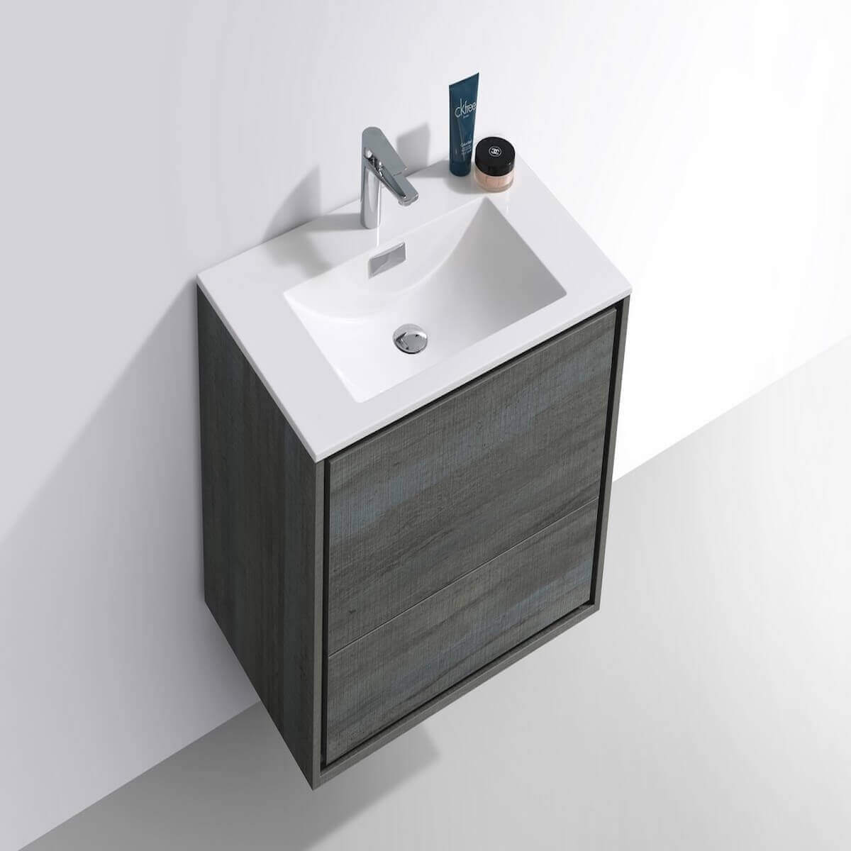 KubeBath DeLusso 30" Ocean Gray Wall Mount Single Vanity DL30-BE #finish_ocean gray