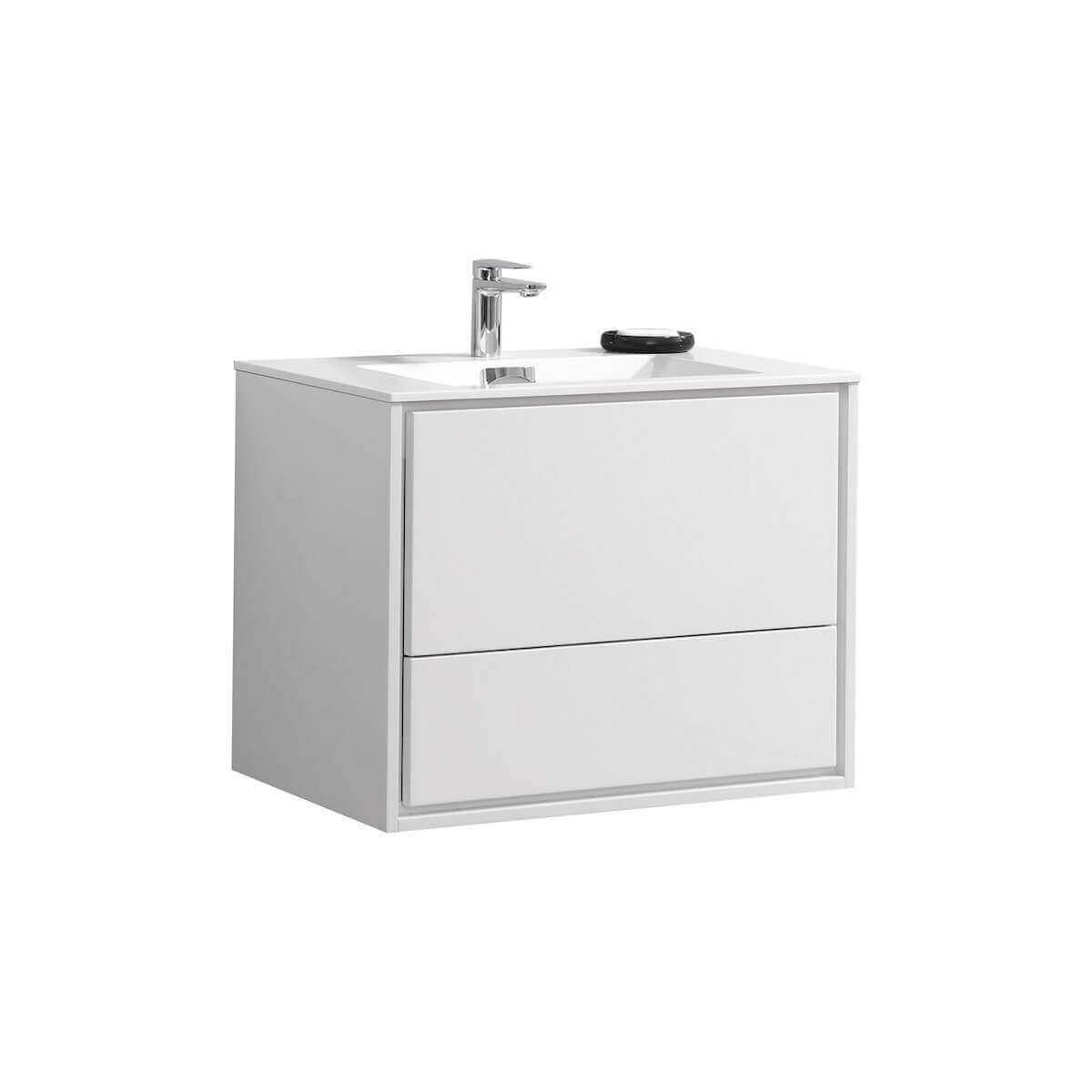 KubeBath DeLusso 30" Gloss White Wall Mount Single Vanity DL30-GW #finish_high gloss white