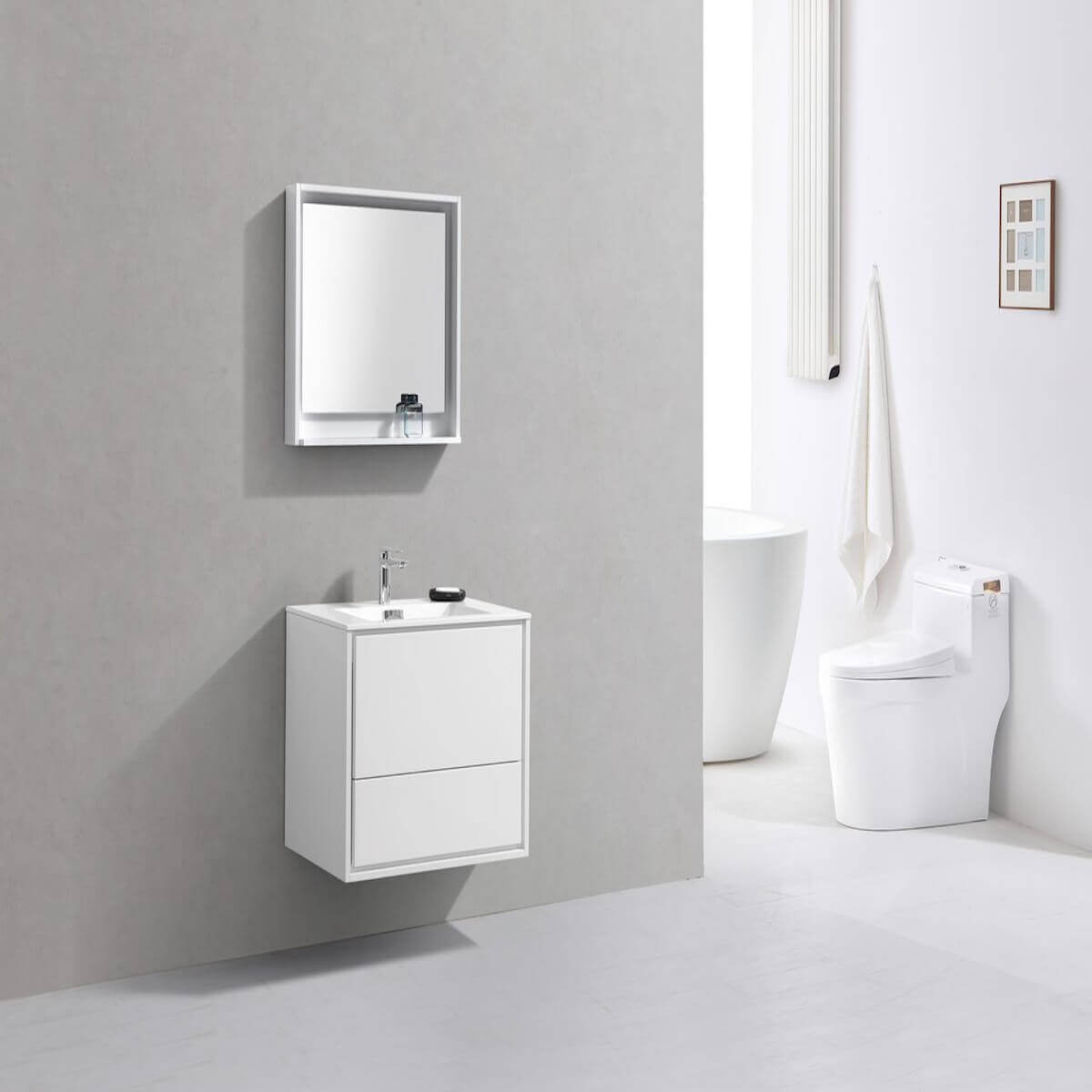 KubeBath DeLusso 30" Gloss White Wall Mount Single Vanity DL30-GW in Bathroom #finish_high gloss white