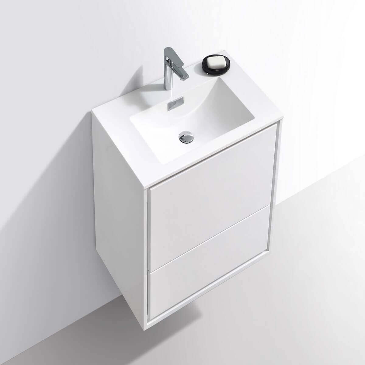KubeBath DeLusso 30" Gloss White Wall Mount Single Vanity DL30-GW #finish_high gloss white