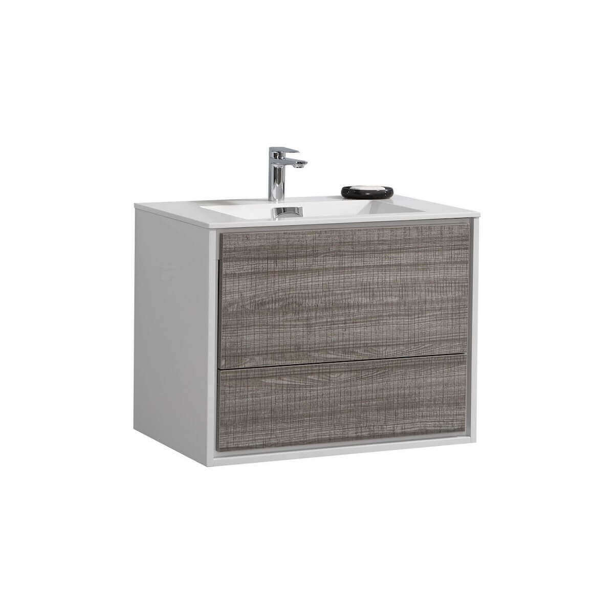 KubeBath DeLusso 30" Ash Gray Wall Mount Single Vanity DL30-HGASH #finish_ash gray