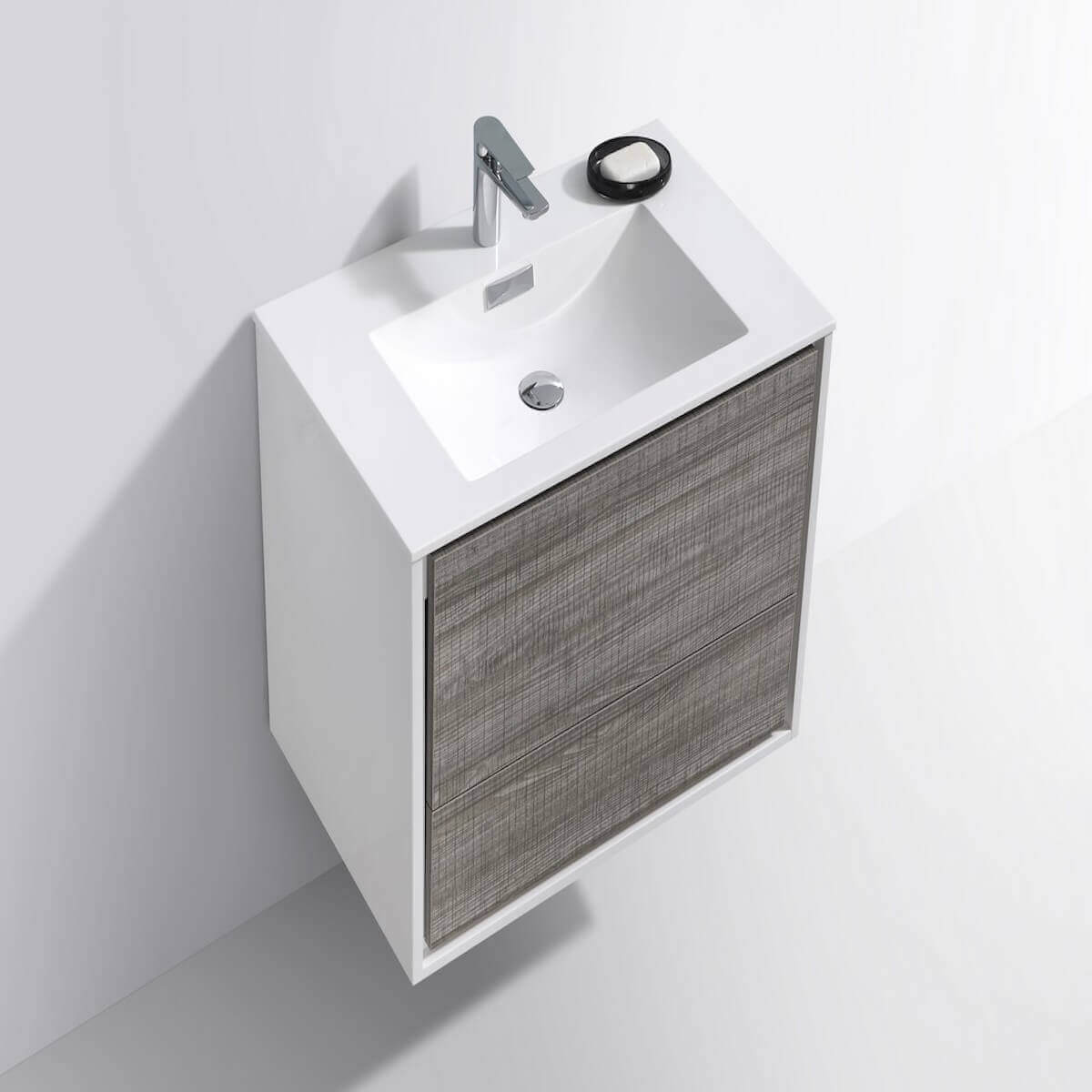 KubeBath DeLusso 30" Ash Gray Wall Mount Single Vanity DL30-HGASH #finish_ash gray