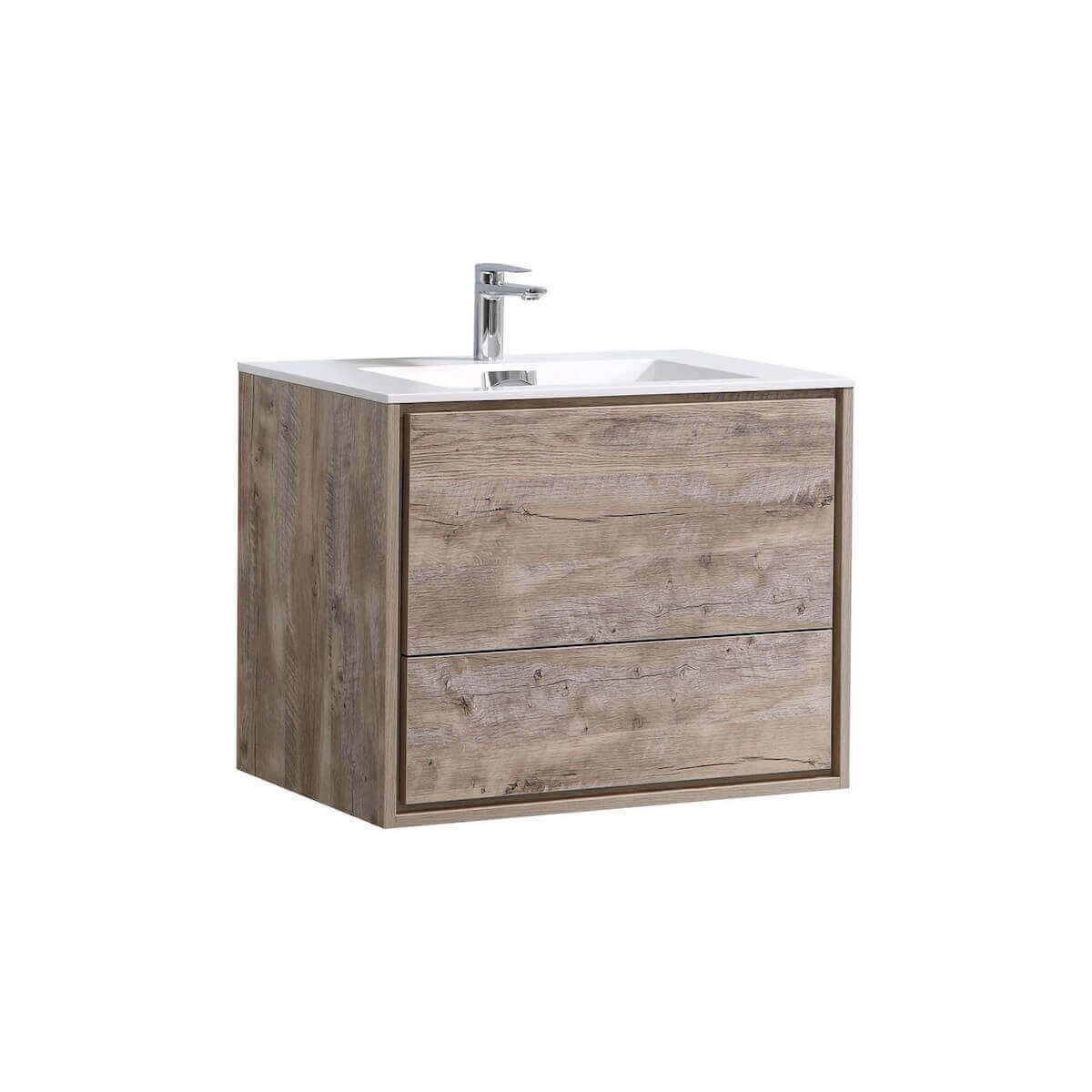 KubeBath DeLusso 30" Nature Wood Wall Mount Single Vanity DL30-NW #finish_nature wood
