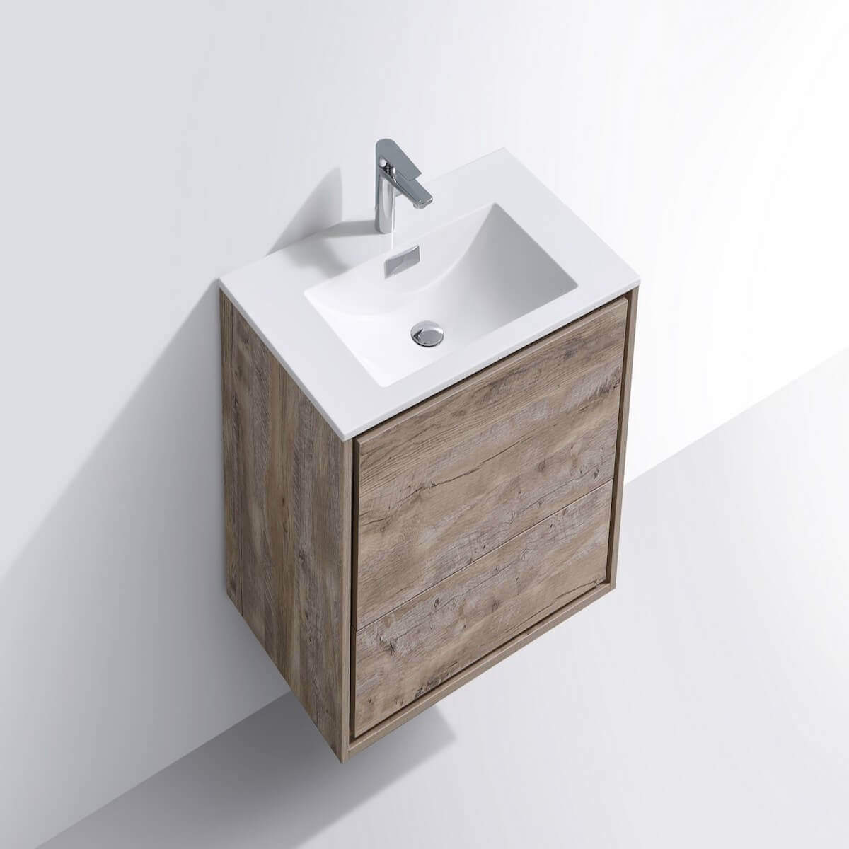 KubeBath DeLusso 30" Nature Wood Wall Mount Single Vanity DL30-NW #finish_nature wood