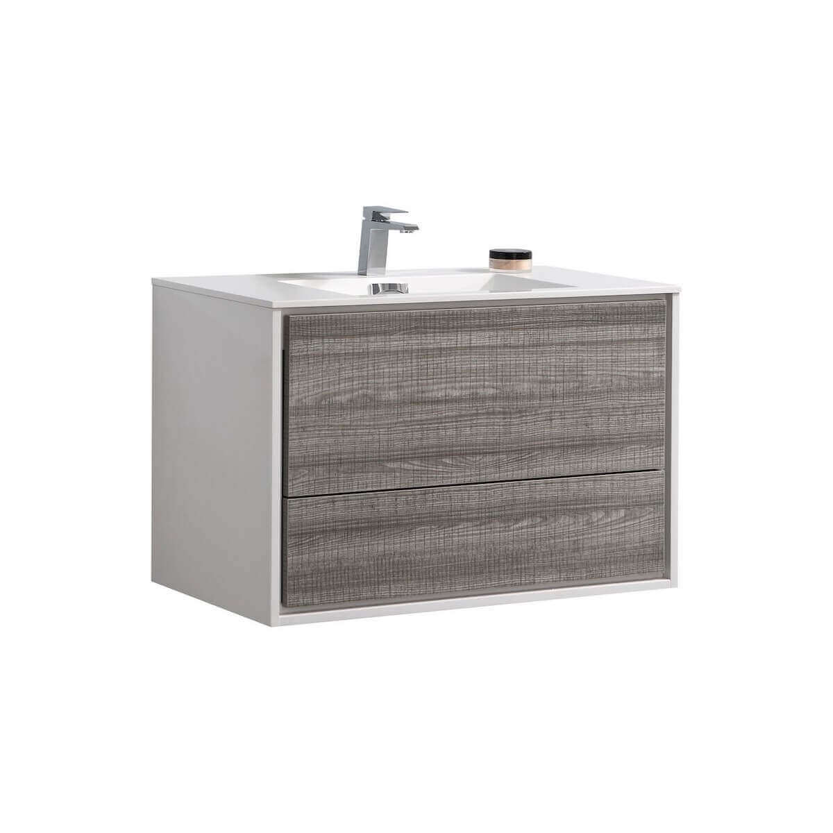 KubeBath DeLusso 36" Ash Gray Wall Mount Single Vanity DL36-HGASH #finish_ash gray