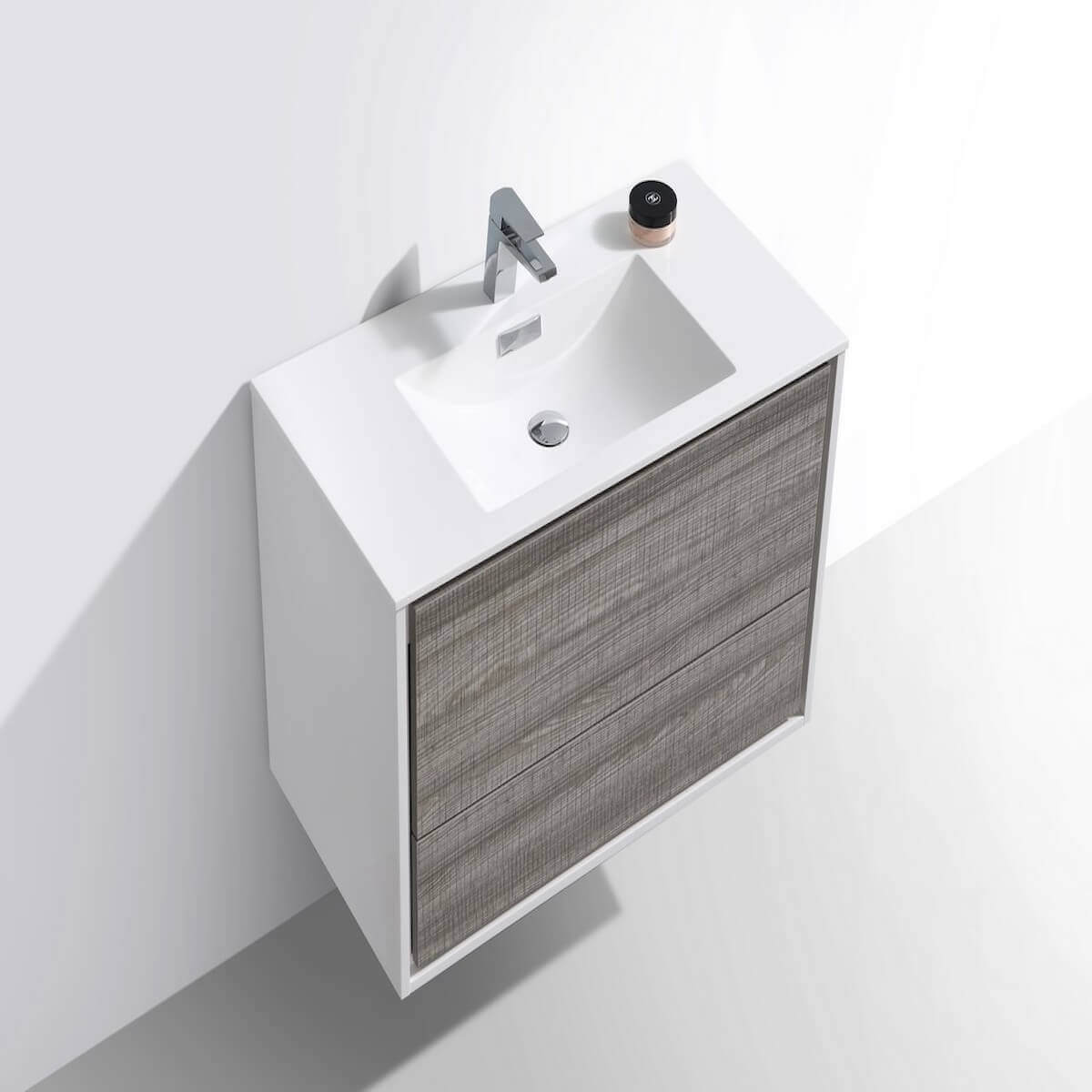 KubeBath DeLusso 36" Ash Gray Wall Mount Single Vanity DL36-HGASH #finish_ash gray