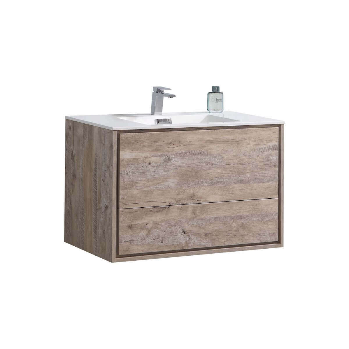 KubeBath DeLusso 36" Nature Wood Wall Mount Single Vanity DL36-NW #finish_nature wood