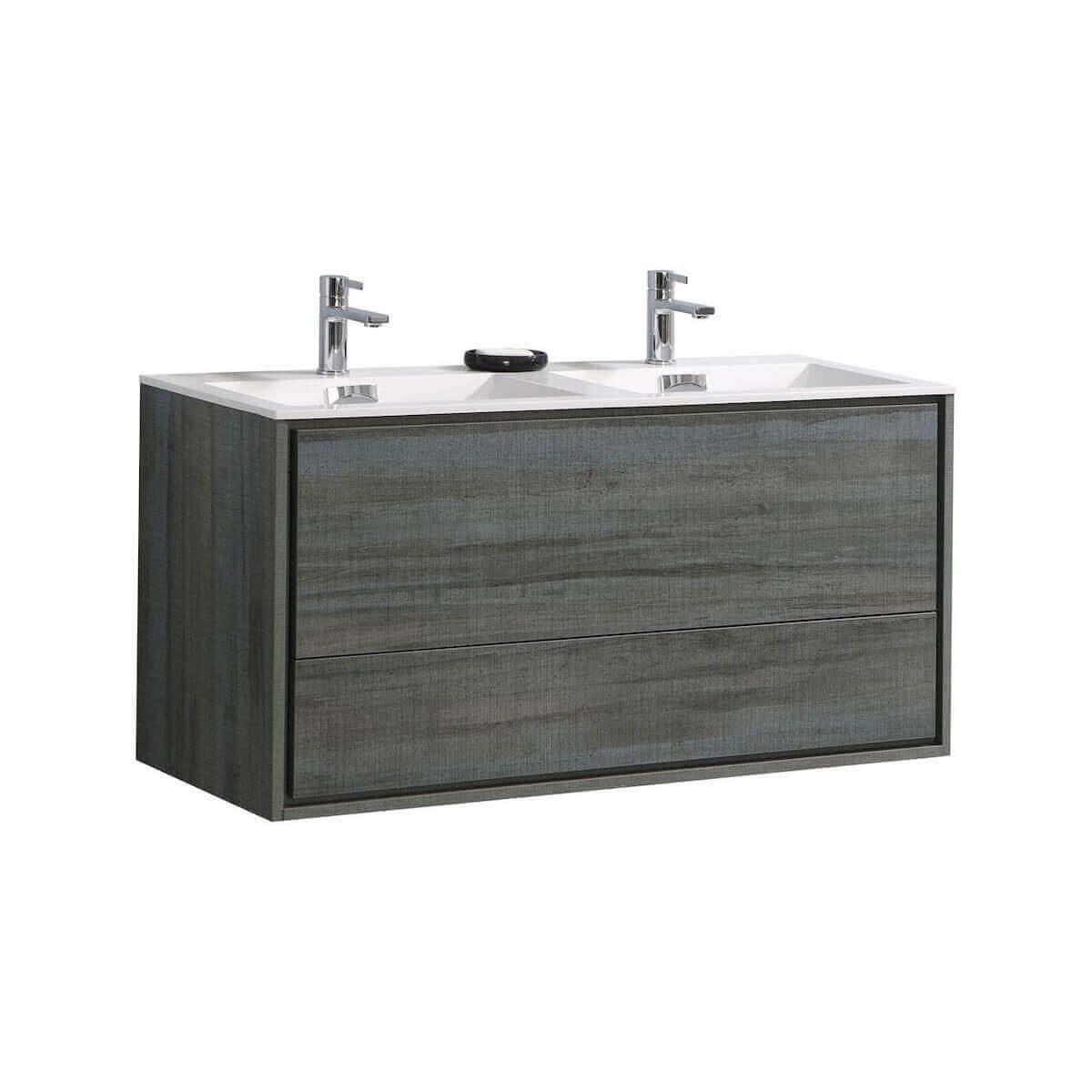 KubeBath DeLusso 48" Ocean Gray Wall Mount Double Vanity DL48D-BE #finish_ocean gray
