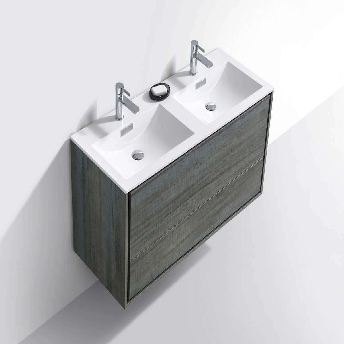 KubeBath DeLusso 48" Ocean Gray Wall Mount Double Vanity DL48D-BE #finish_ocean gray