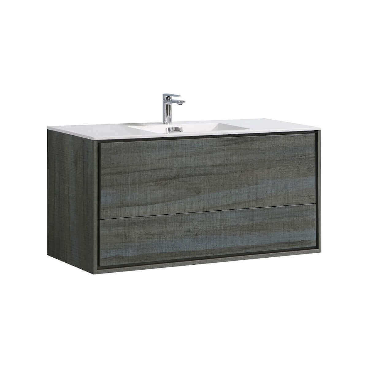 KubeBath DeLusso 48" Ocean Gray Wall Mount Single Vanity DL48S-BE #finish_ocean gray