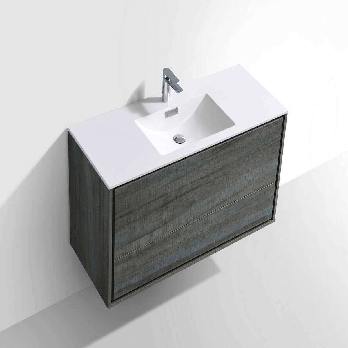 KubeBath DeLusso 48" Ocean Gray Wall Mount Single Vanity DL48S-BE #finish_ocean gray