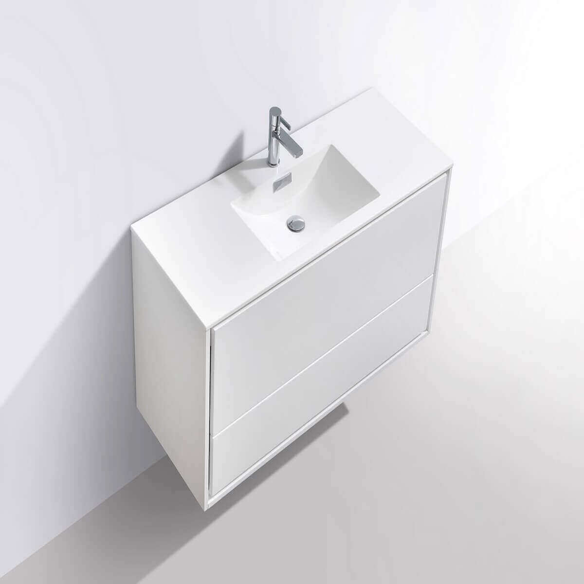 KubeBath DeLusso 48" Gloss White Wall Mount Single Vanity DL48S-GW #finish_high gloss white