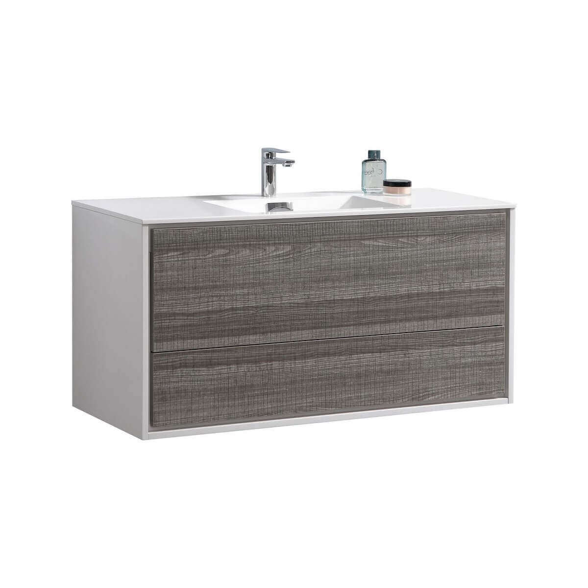 KubeBath DeLusso 48" Ash Gray Wall Mount Single Vanity DL48S-HGASH #finish_ash gray