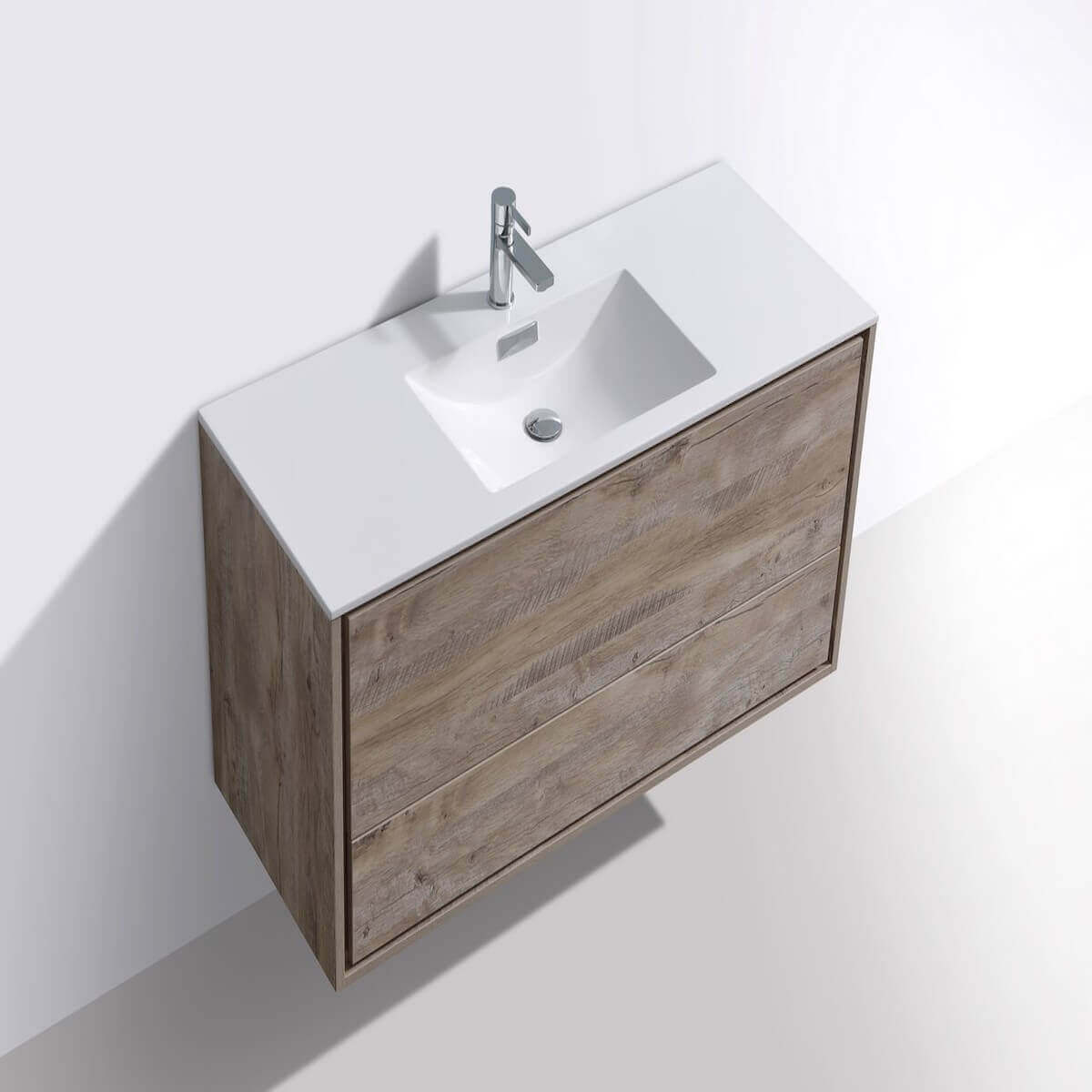 KubeBath DeLusso 48" Nature Wood Wall Mount Single Vanity DL48S-NW #finish_nature wood