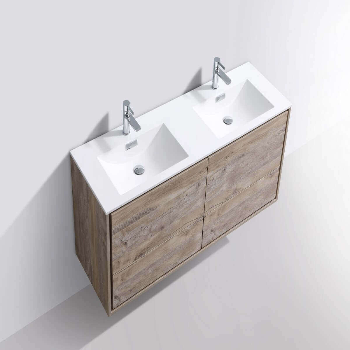 KubeBath DeLusso 60" Nature Wood Wall Mount Double Vanity DL60D-NW #finish_nature wood