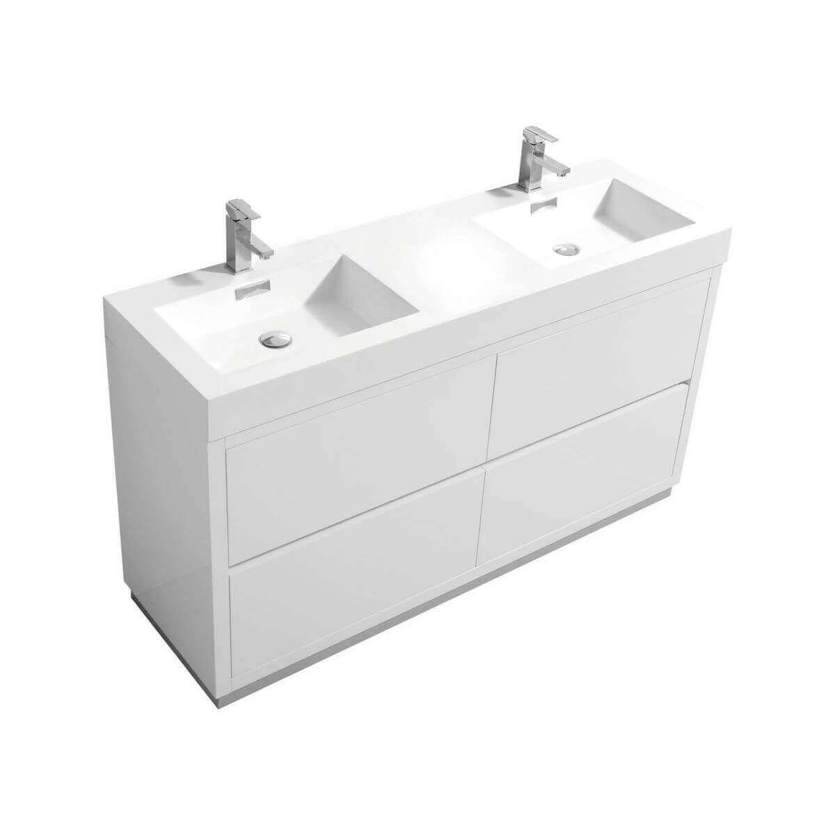 KubeBath Bliss 60" Gloss White Freestanding Double Vanity FMB60D-GW #finish_gloss white
