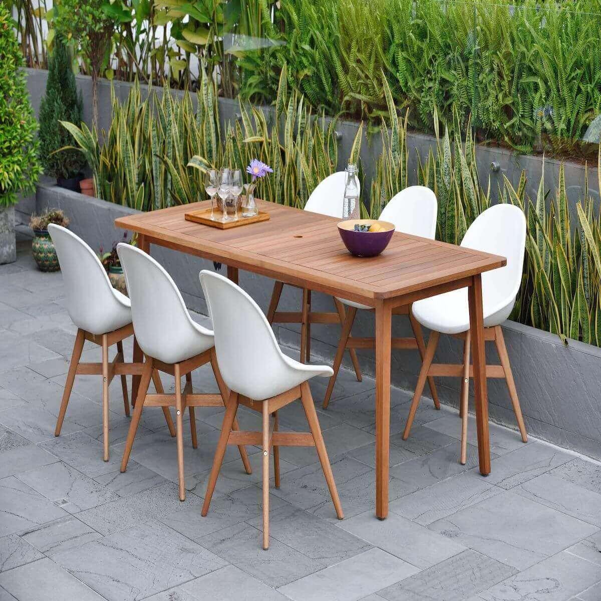 International Home Miami Amazonia Deluxe 7 Piece Rectangular Patio Dining Set ARI_6LAUSWHT_DK