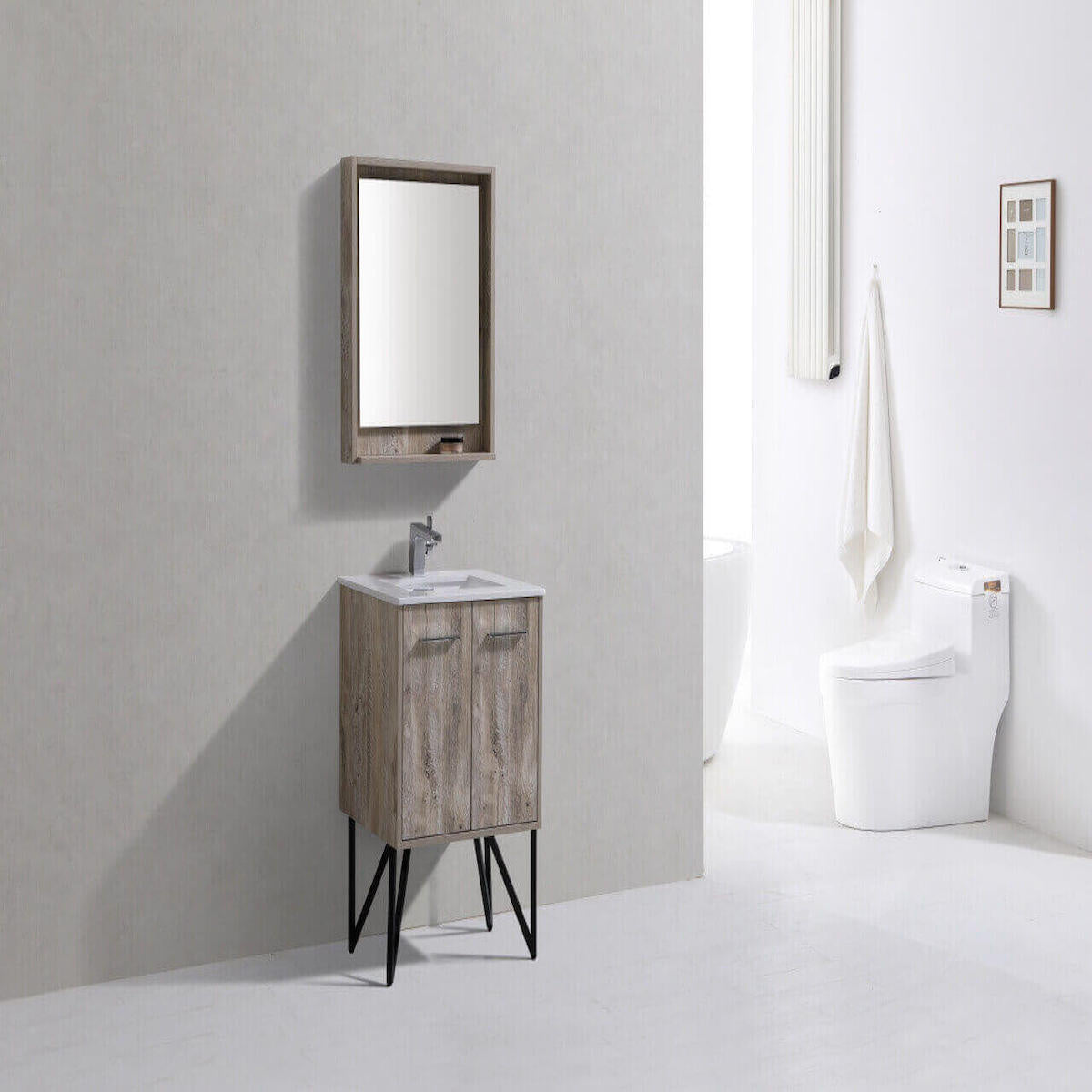 KubeBath Bosco 24" Nature Wood Freestanding Single Vanity with Quartz Countertop KB24NW in Bathroom #finish_nature wood