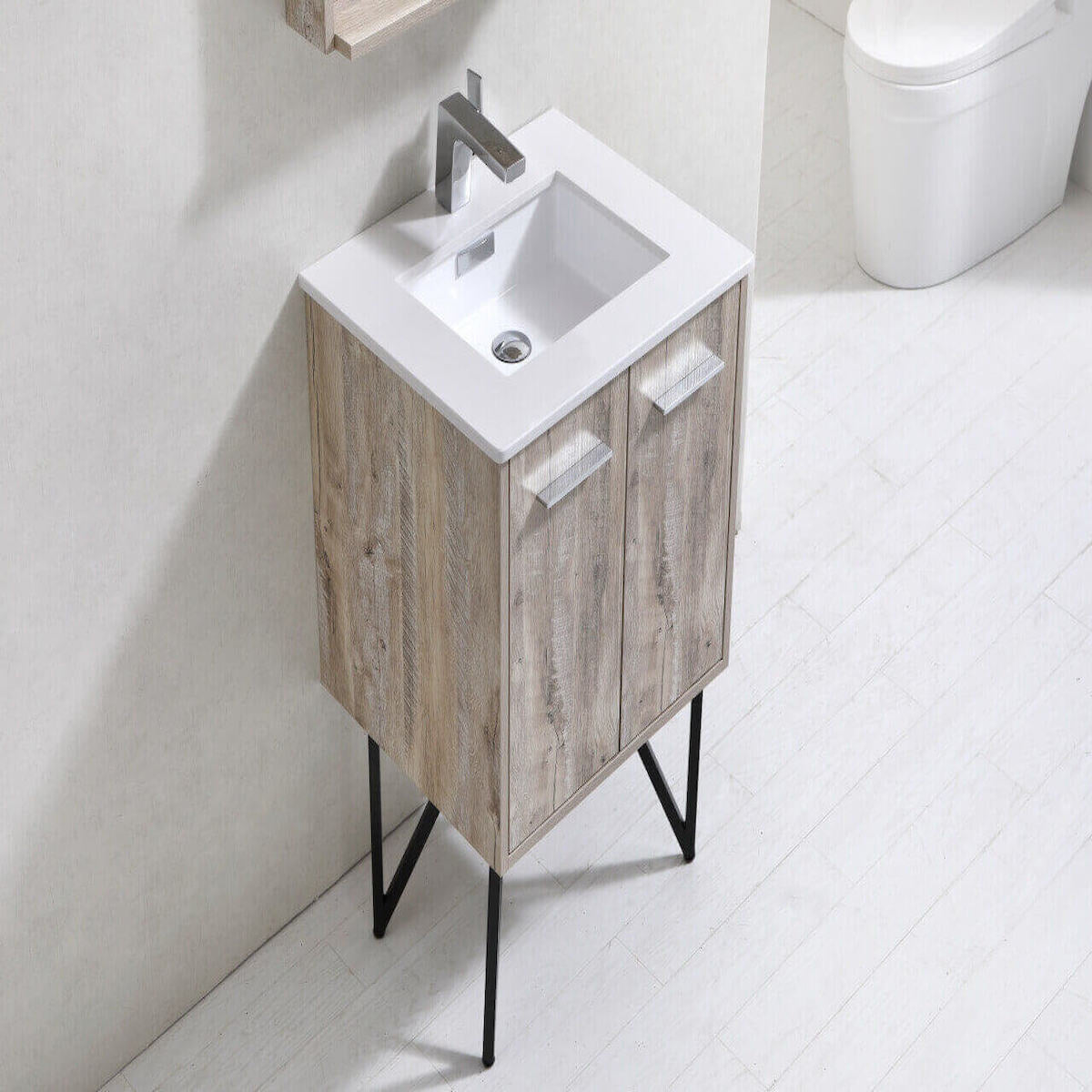 KubeBath Bosco 24" Nature Wood Freestanding Single Vanity with Quartz Countertop KB24NW #finish_nature wood