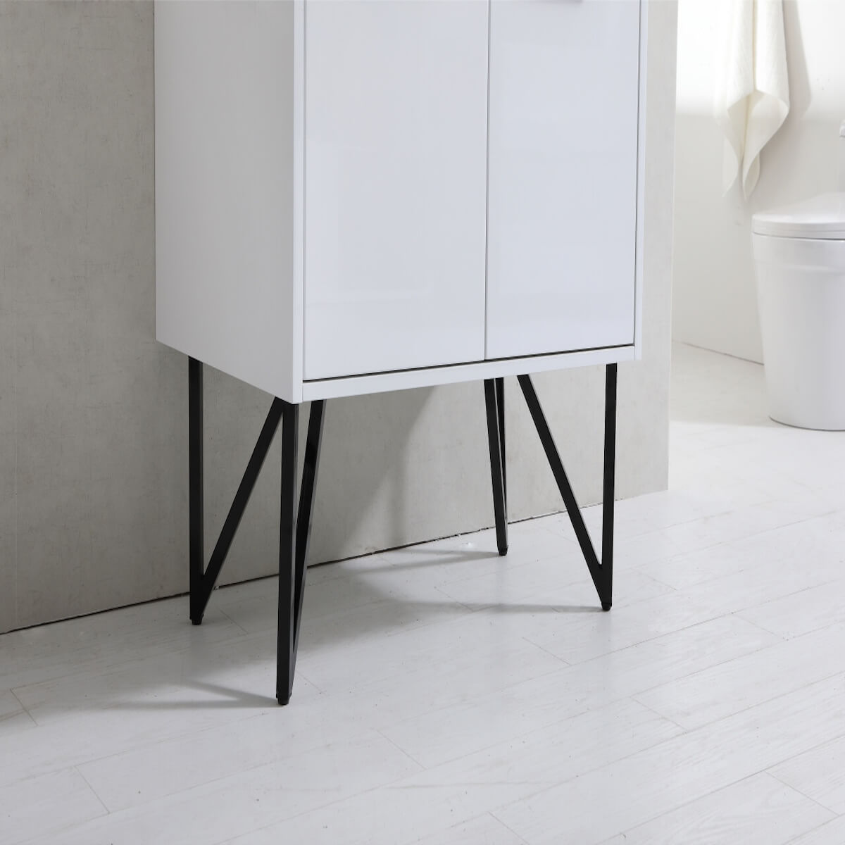 KubeBath Bosco 30" Gloss White Freestanding Single Vanity with Quartz Countertop KB30-GW Base #finish_high gloss white