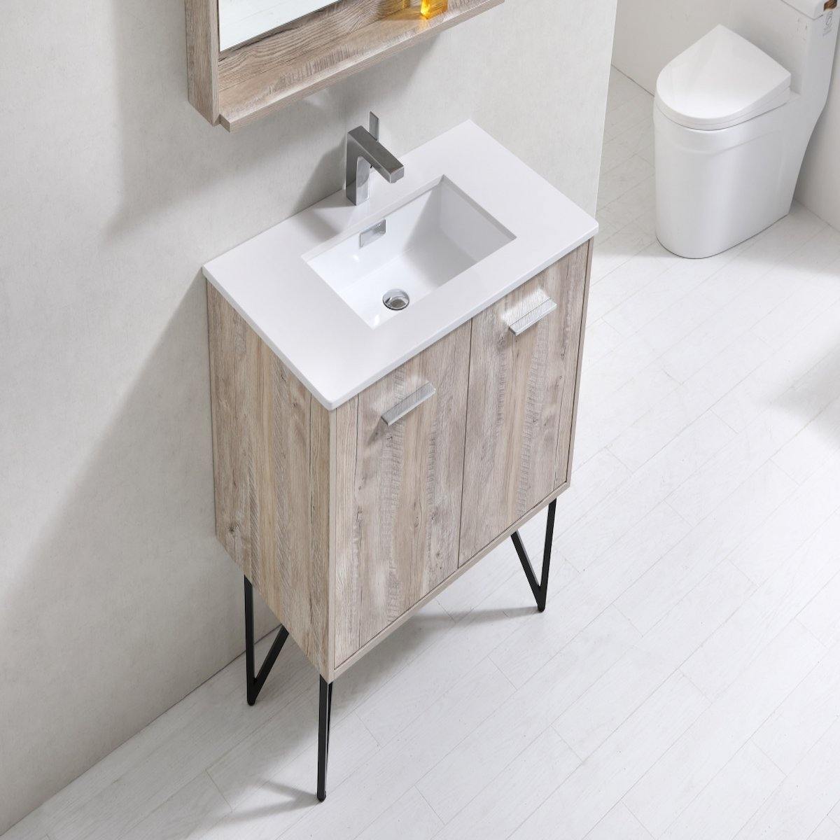 KubeBath Bosco 36" Nature Wood Freestanding Single Vanity with Quartz Countertop KB36-NW #finish_nature wood