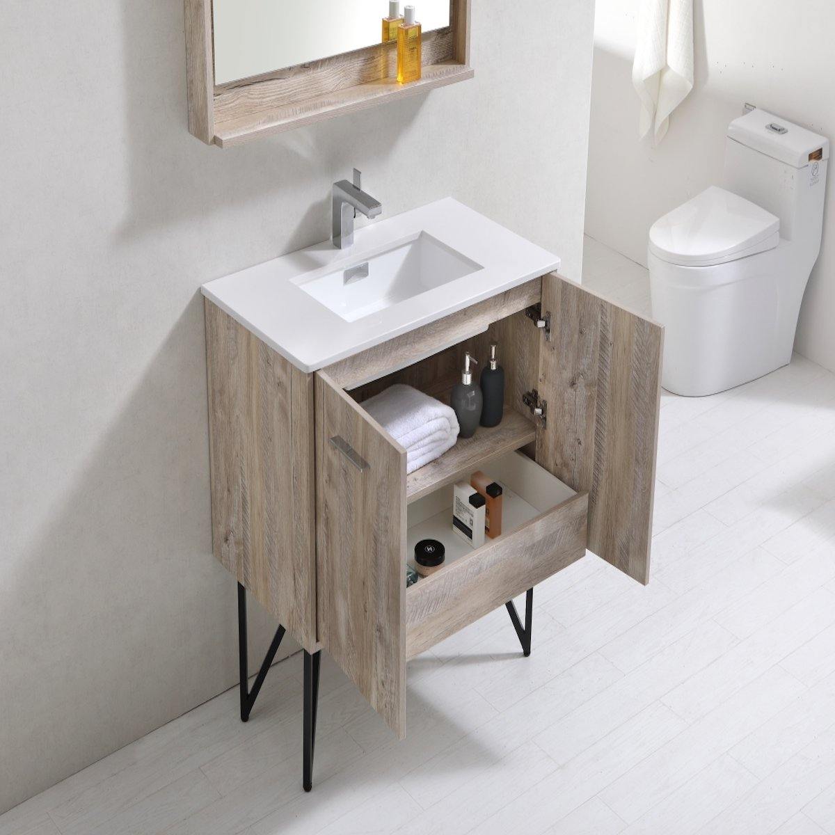 KubeBath Bosco 36" Nature Wood Freestanding Single Vanity with Quartz Countertop KB36-NW Inside #finish_nature wood