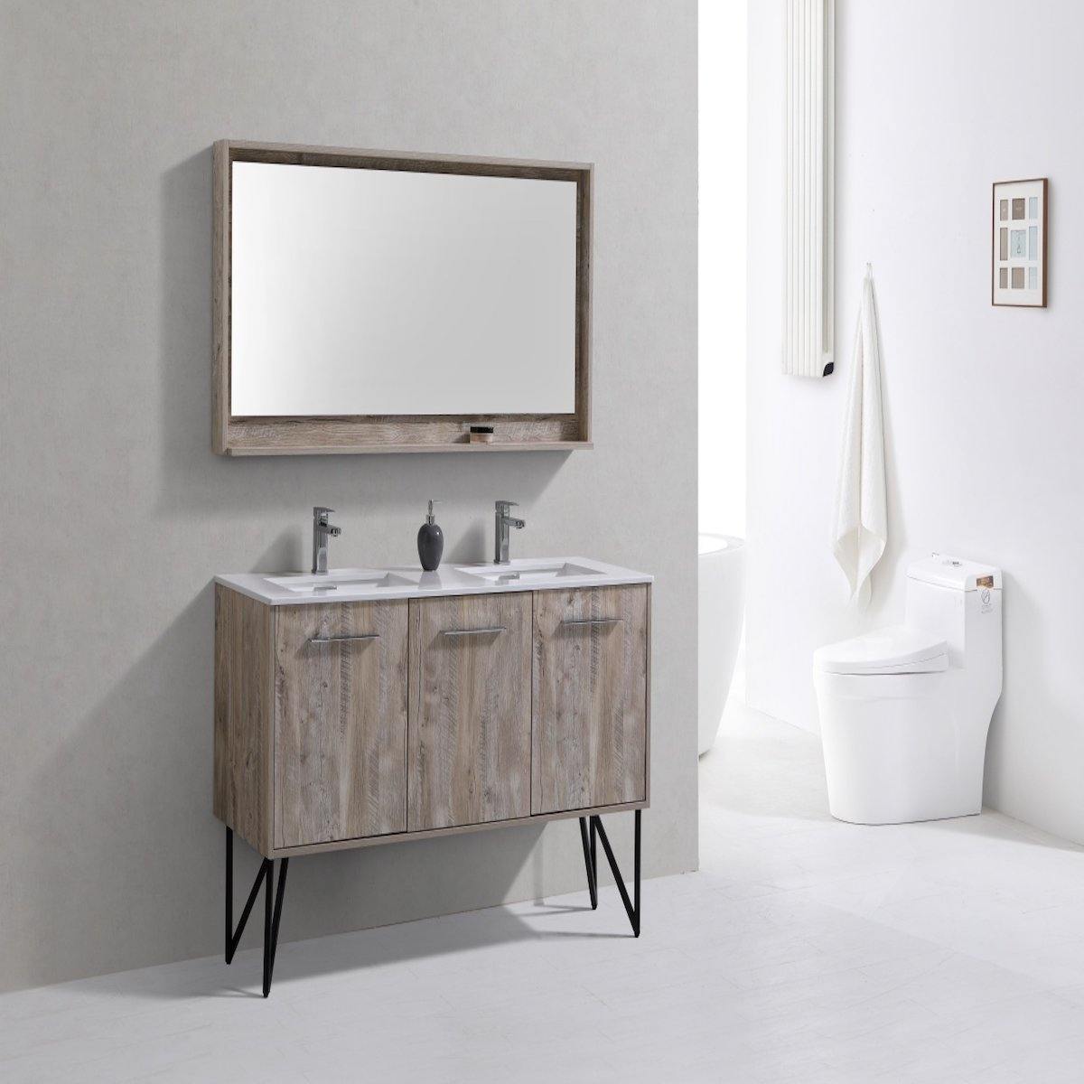KubeBath Bosco 60" Nature Wood Freestanding Double Vanity with Quartz Countertop KB60D-NW in Bathroom #finish_nature wood