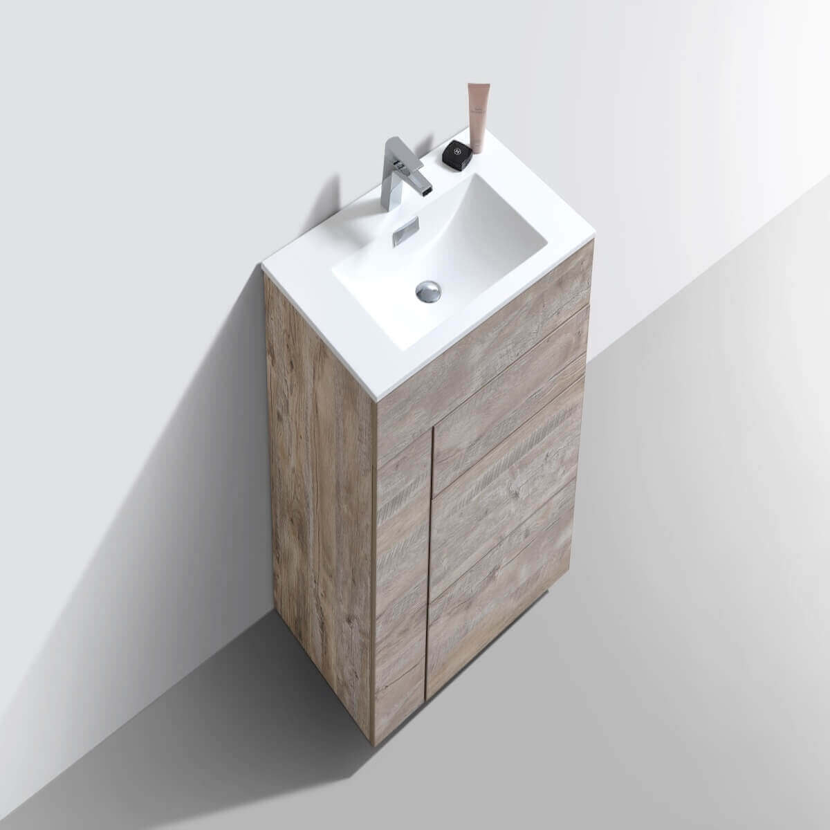 KubeBath Milano 30" Nature Wood Floor Mount Single Vanity KFM30-NW #finish_nature wood