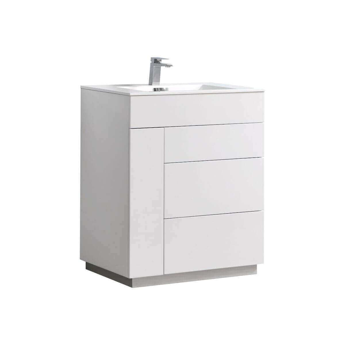 KubeBath Milano 30" Gloss White Floor Mount Single Vanity KFM30-GW #finish_gloss white