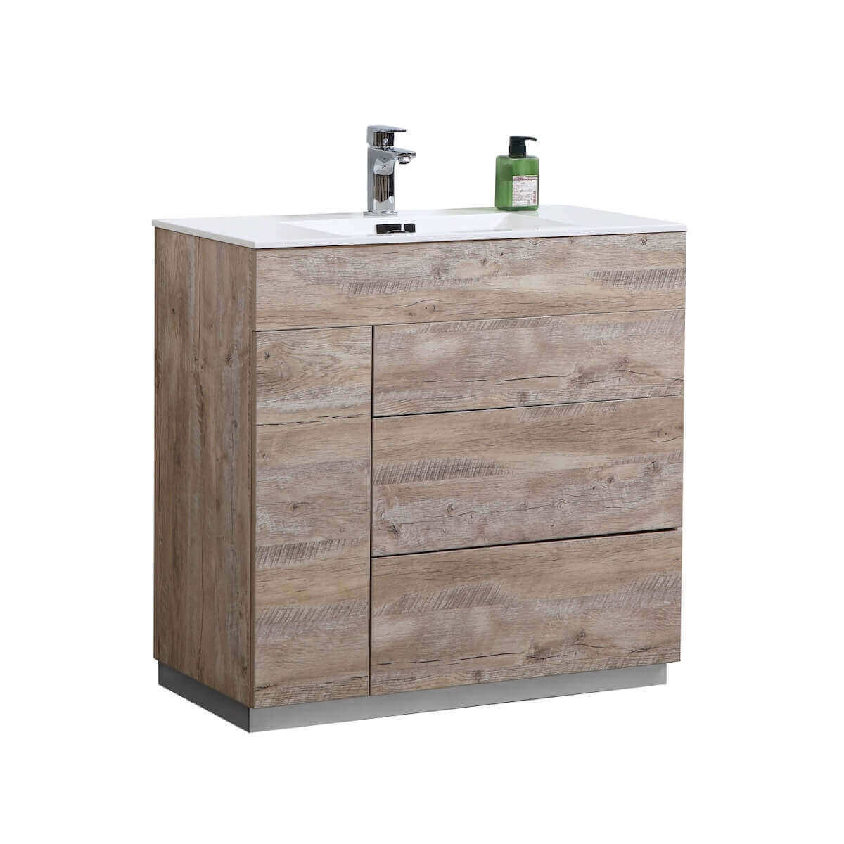 KubeBath Milano 36" Nature Wood Floor Mount Single Vanity KFM36-NW #finish_nature wood