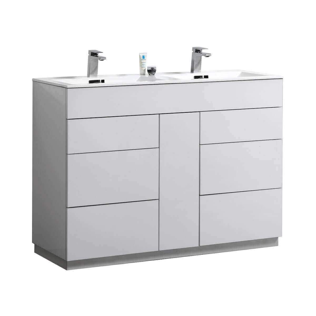 KubeBath Milano 48" Gloss White Freestanding Double Vanity KFM48D-GW #finish_gloss white