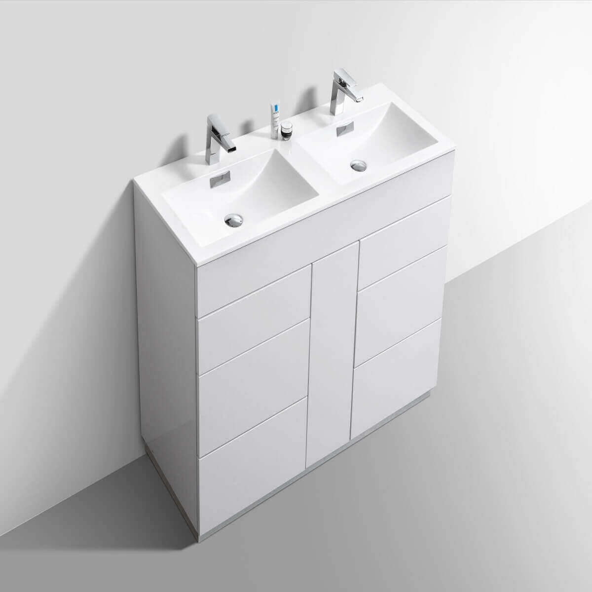 KubeBath Milano 48" Gloss White Freestanding Double Vanity KFM48D-GW #finish_gloss white
