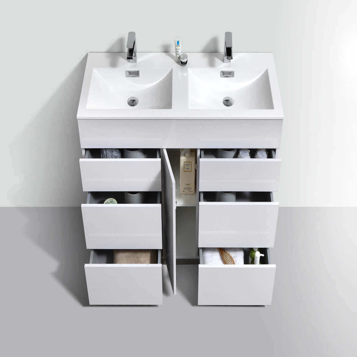 KubeBath Milano 48" Gloss White Freestanding Double Vanity KFM48D-GW Inside #finish_gloss white