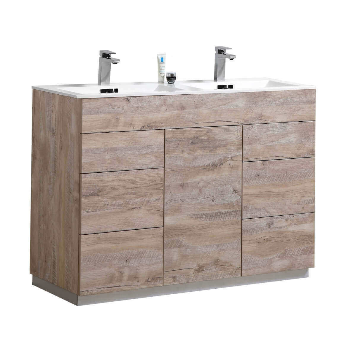 KubeBath Milano 48" Nature Wood Freestanding Double Vanity KFM48D-NW #finish_nature wood