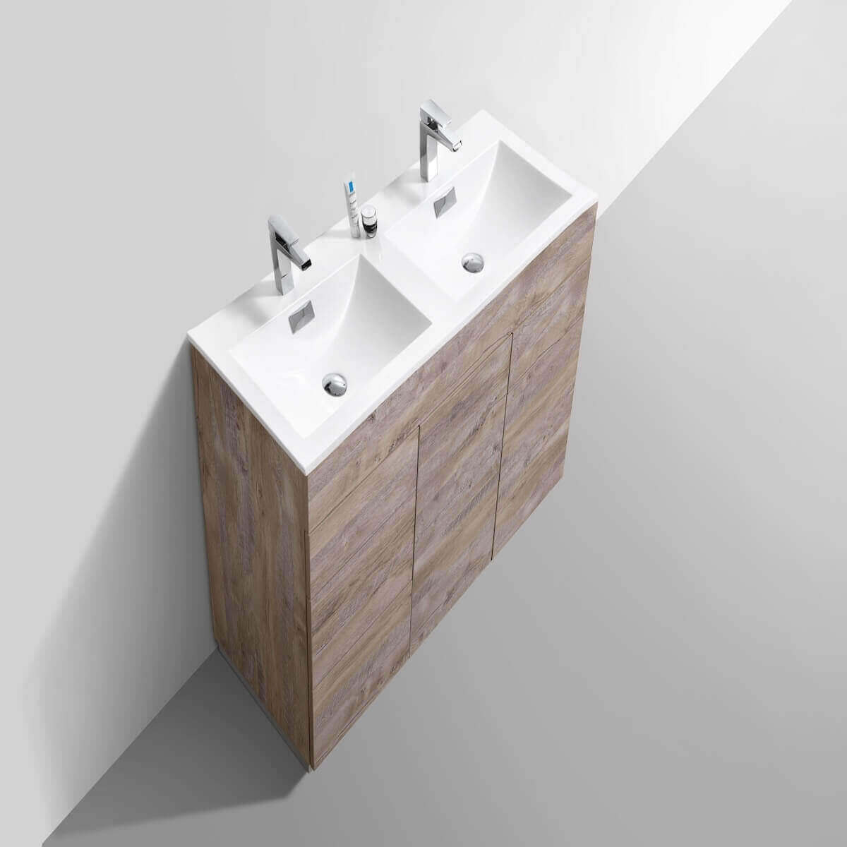KubeBath Milano 48" Nature Wood Freestanding Double Vanity KFM48D-NW #finish_nature wood