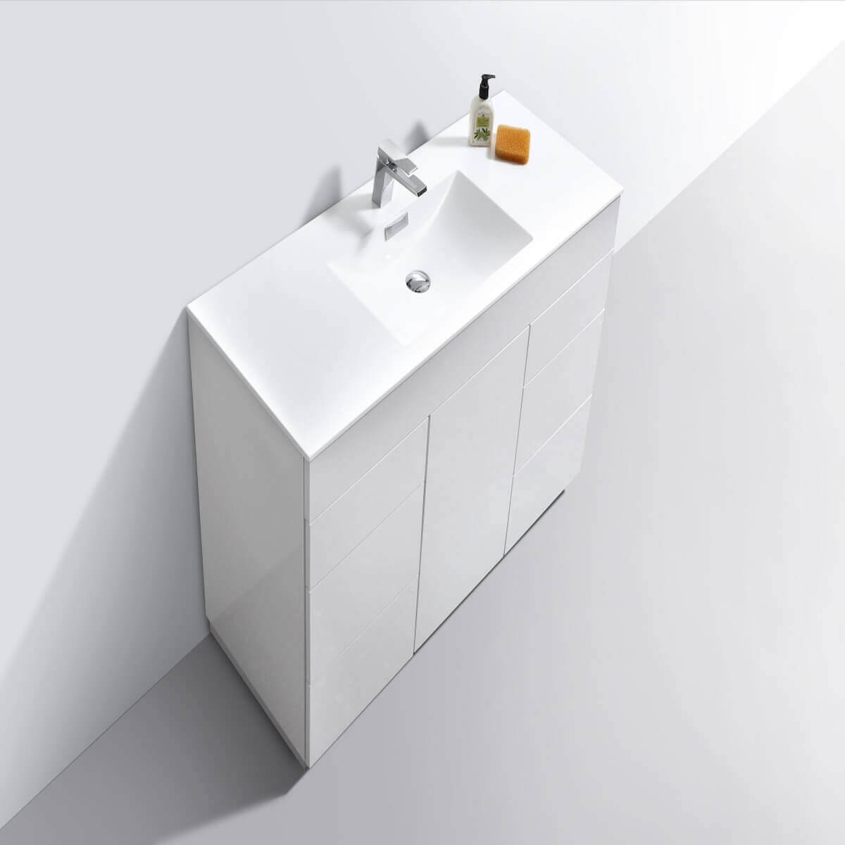 KubeBath Milano 48" Gloss White Floor Mount Single Vanity KFM48S-GW #finish_gloss white