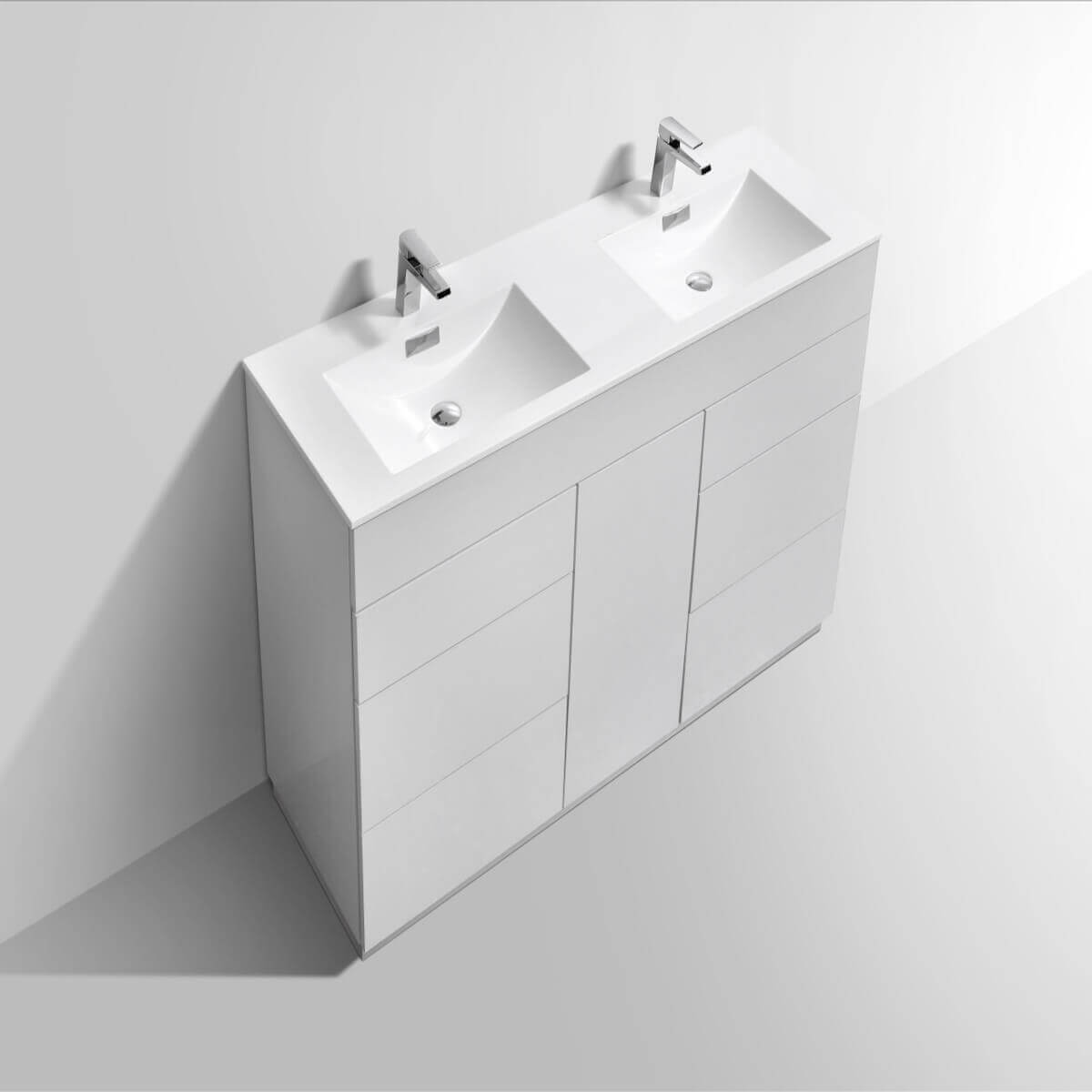 KubeBath Milano 60" Gloss White Freestanding Double Vanity KFM60D-GW #finish_gloss white