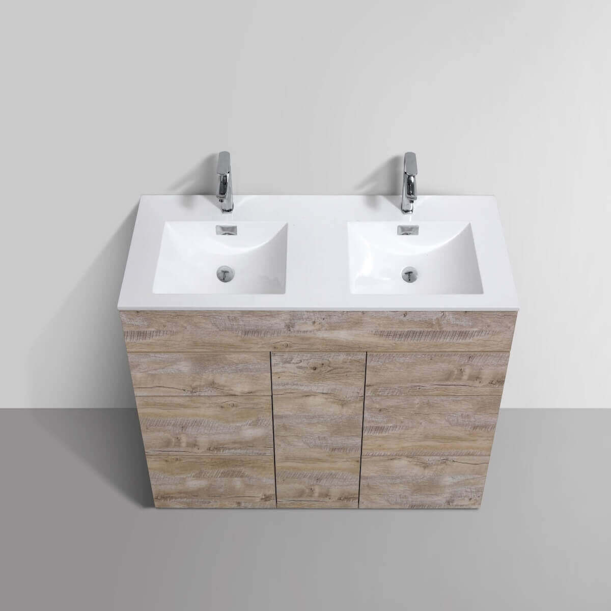 KubeBath Milano 60" Nature Wood Freestanding Double Vanity KFM60D-NW #finish_nature wood