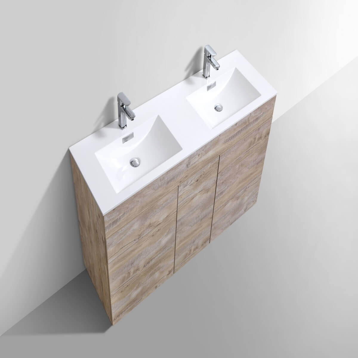 KubeBath Milano 60" Nature Wood Freestanding Double Vanity KFM60D-NW #finish_nature wood