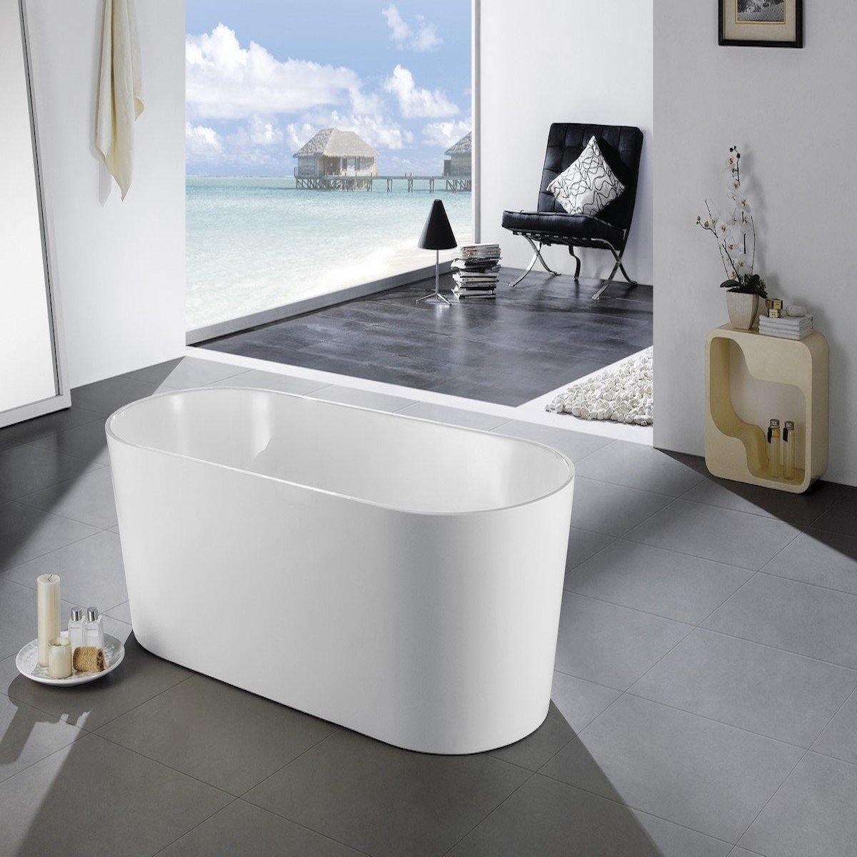 KubeBath Ovale 67" White Free Standing Bathtub KFST1467