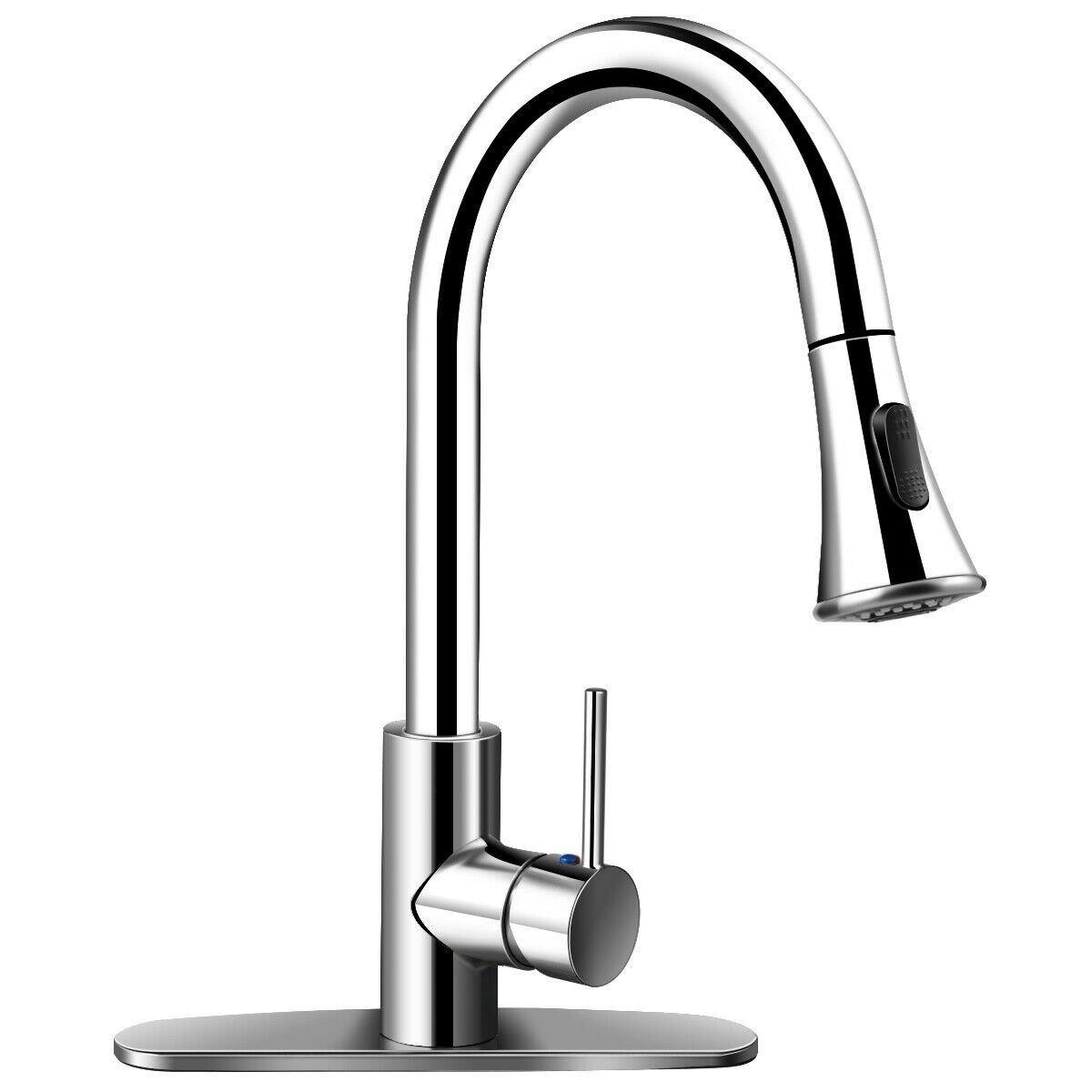 Costway Kitchen Faucet Single Handle Brushed Nickel