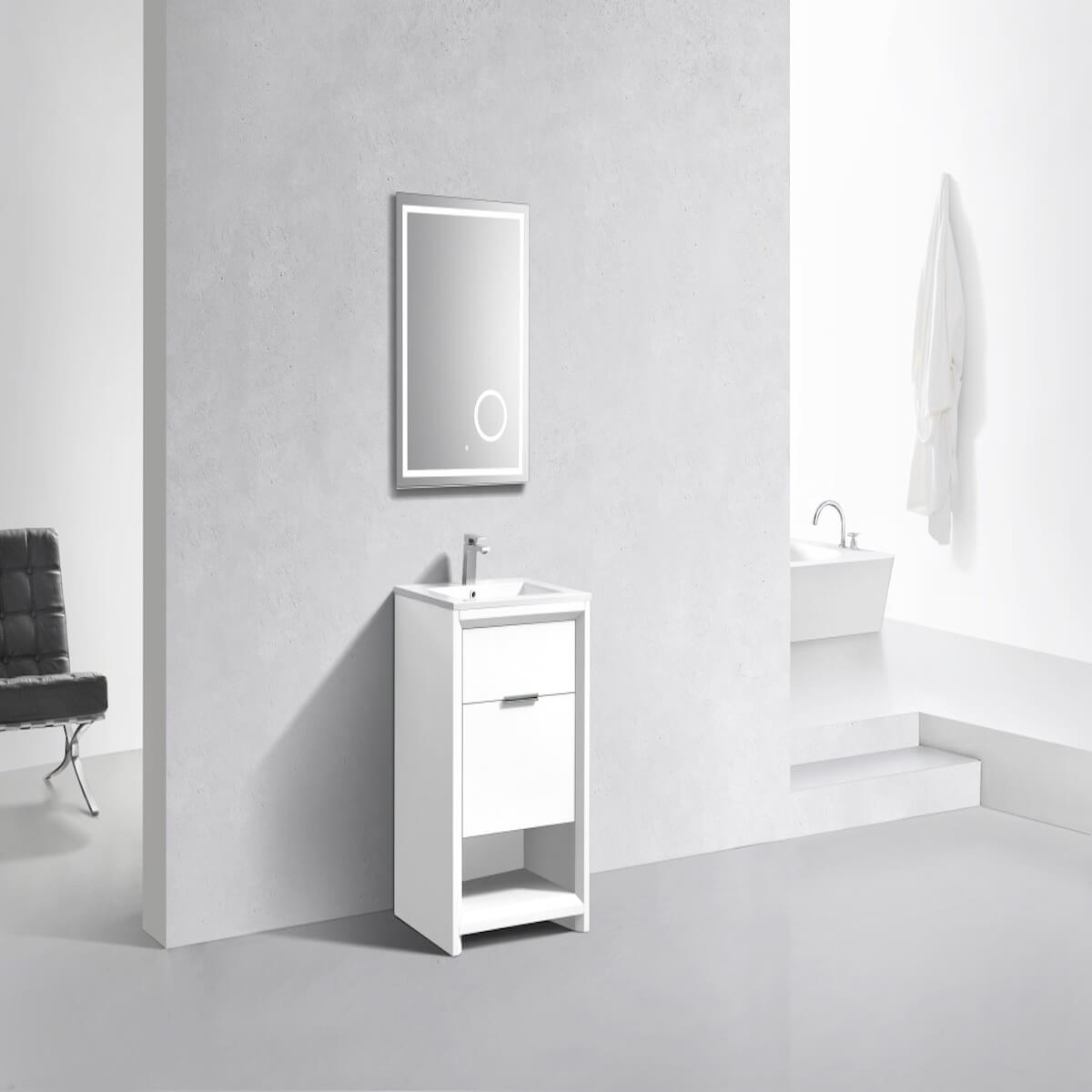 KubeBath Nudo 24” Gloss White Modern Bathroom Single Vanity Side NUDO24-GW #finish_gloss white