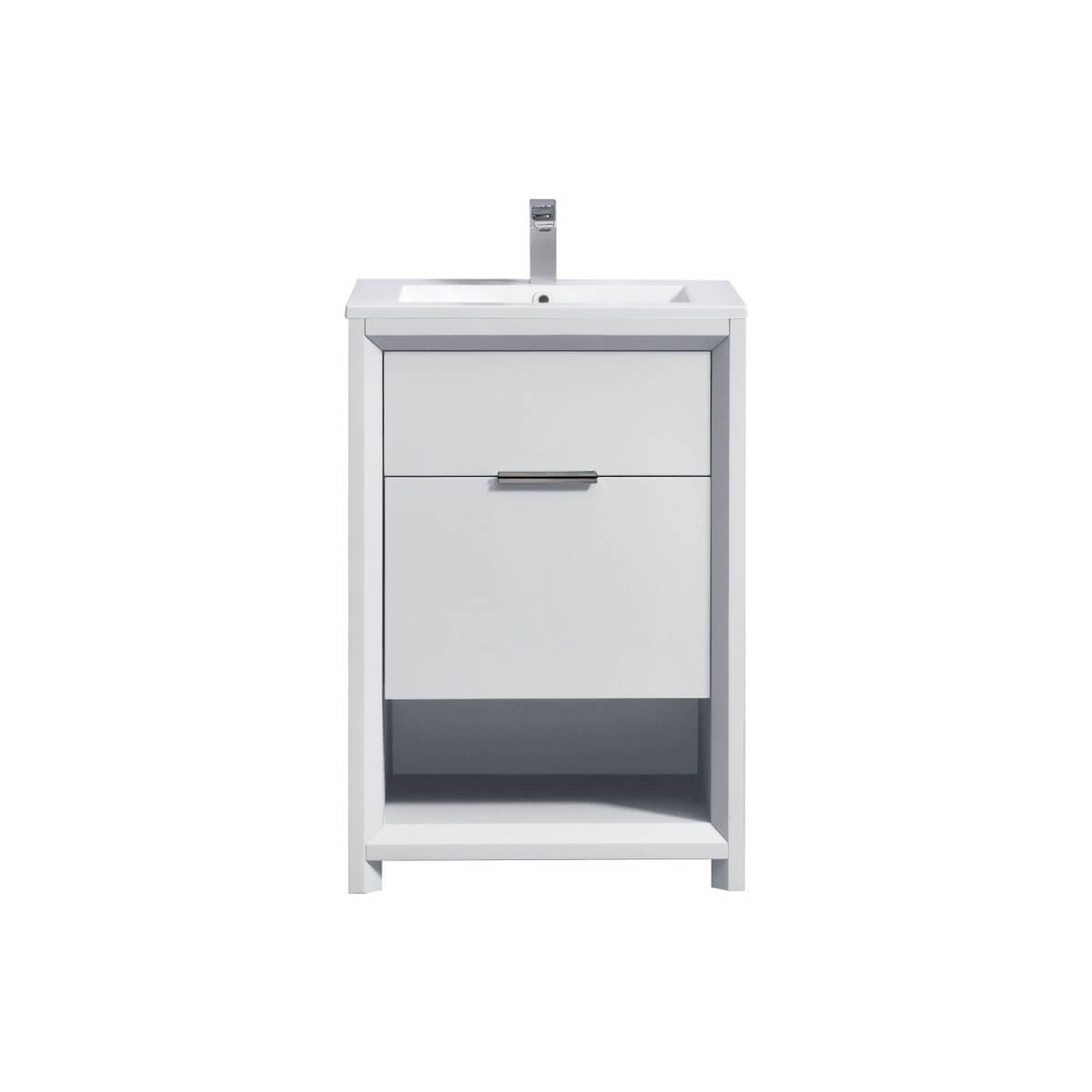 KubeBath Nudo 24” Gloss White Modern Bathroom Single Vanity NUDO24-GW #finish_gloss white